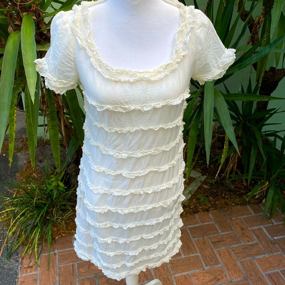 J Crew Cream Ruffle Dress - Picture 3 of 12